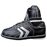 ZHENSI Bowlingschuhe Herren Damen Leder Anti-Rutsch Atmungsaktiver Puffer,Schwarz,45 EU