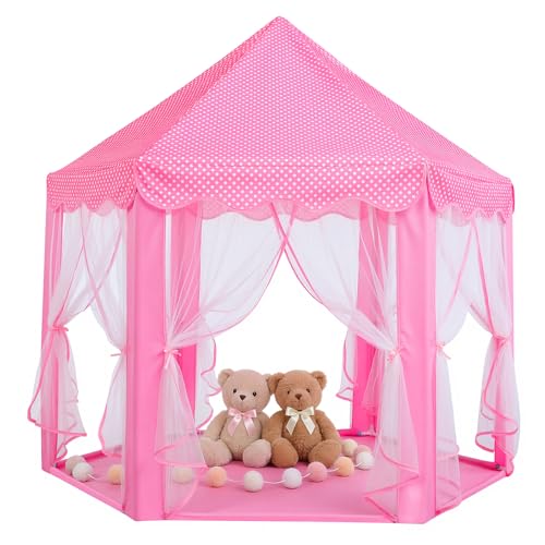 Sumbababy Tentes de Jeu, tentes de Jeu, pour Enfants, château, fée, hexagonale, Jouets pour Enfants ou Tout-Petits, Jeux d'intérieur ou d'extérieur, Rose