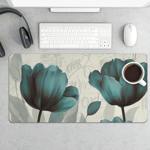 Desk Pad Protector 24x12 Inch Extended Flower Keyboard Mouse Mat miniatura 1