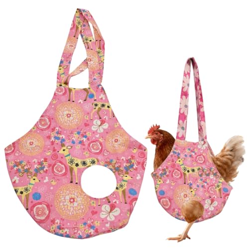 Ryetvok Chicken Carrier Sling Bag Durable Canvas Chicken Holder Purse Lightweight Poultry Transport Handbag for Hen Rooster Daily Travel Vet Visits(1 Pack) (Pink)