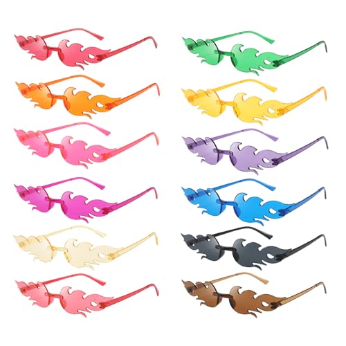 Zeuwets 12 gafas de fiesta, gafas de sol con llama, juego de
