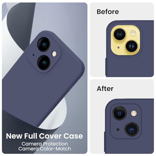 Image of FireNova Designed for iPhone 14 Case, Silicone Upgraded [Camera Protection] Phone Case, Soft Anti-Scratch Microfiber Lining Inside, 6.1 inch, Navy Blue