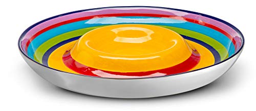 KooK Ceramic Chip & Dip Platter, Large Divided Serving Dish