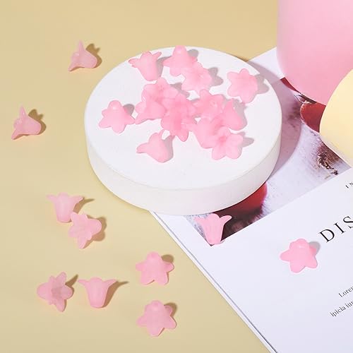Cuentas de acrílico esmerilado Crafans con forma de flor transparente para joyería 7