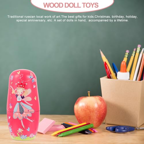 ULTNICE 6pcs russische Nesting Dolls Matroschka Holz Engel Stapeln Spielzeug Puppe
