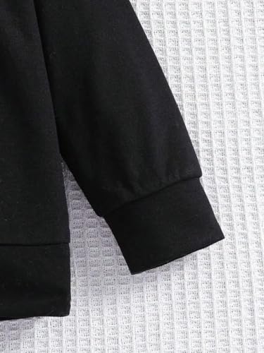 Image of Printed Hooded Sweatshirt for Kids - Warm Cotton Fleece Hoodie for Boys Girls - Winter Outfit,Black, 2 to 8 Years