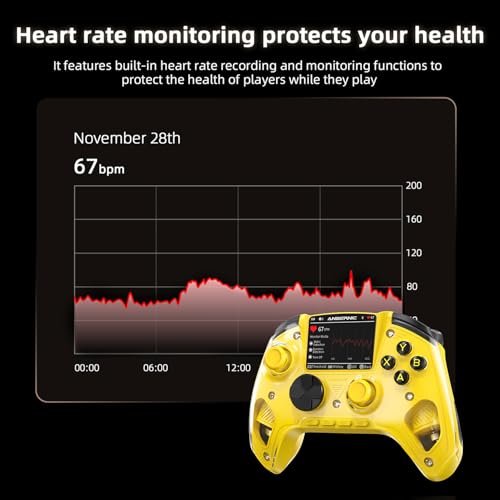 Image of Doriteney RG G01 Wireless Gaming Controller with Heart Rate Monitor & Display, Hall Effect Triggers, Programmable Back Buttons for PC, Switch, Steam, Android, iOS - 2.4G /Bluetooth /Wired Black