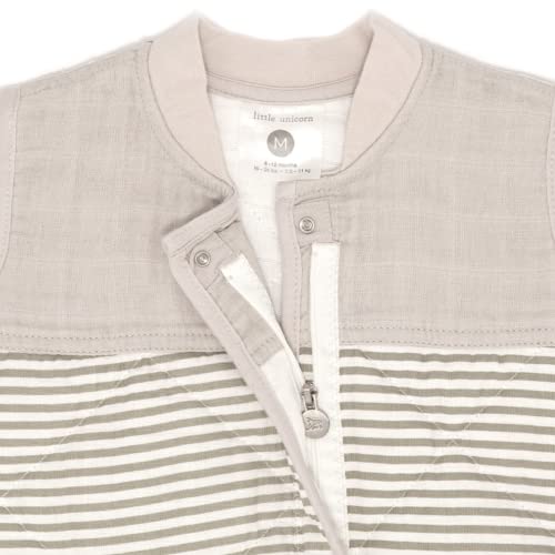 Image of Grey Stripe Quilted Cotton Muslin Sleep Bag