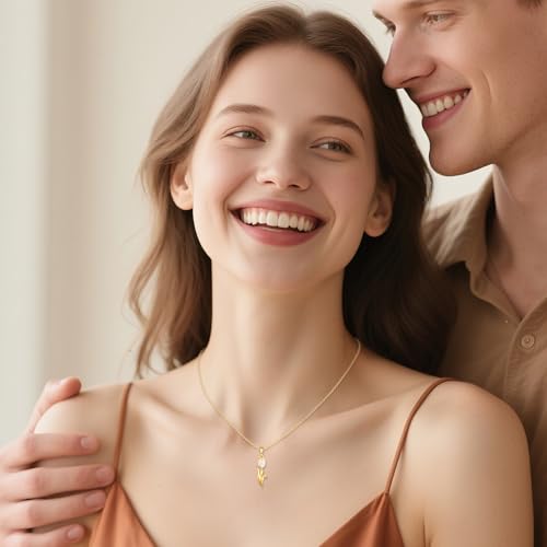 DOVRAN 14K Solid Gold Tulip Necklace for Women Real Yellow Gold Opal Flower Pendant Ideal Jewelry Birthday Gifts for Wife Mom3