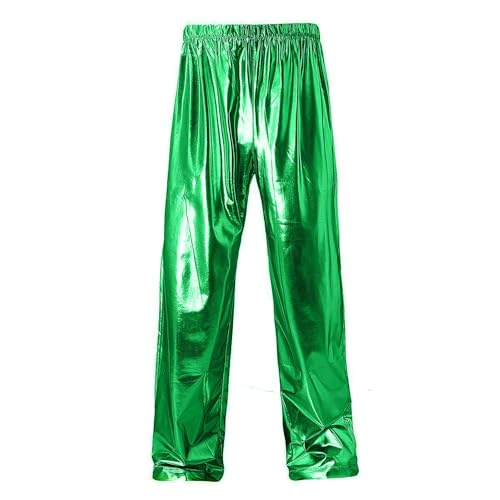 Pants for Men Novelty Metallic Sparkly Stage Performance Pants Fashion Disco Outfits Wet Look Holographic Trousers