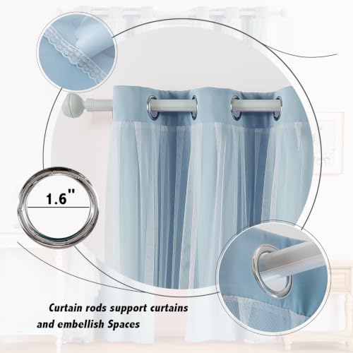 Image of Anytime Double Layer Blackout Curtains 2 Panels,35Wx63L,Sky Blue | Sheer And Fabric Window Drapes Grommet Top Solid Color Bedroom Living Room Home Decor