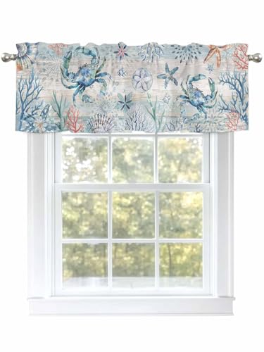 Cenefas De Océano Costero Azul Para Ventanas, Cangrejo, Concha De Coral, Cenefa De Cocina, Cortinas Para Sala De Estar Baño, Cortina De Café Con Bolsillo Para Barra, 1 Panel, 54 X 18 Pulgadas, Grano Cenefas De Océano Costero Azul Para Ventanas, Cangrejo, Concha De Coral, Cenefa De Cocina, Cortinas Para Sala De Estar Baño, Cortina De Café Con Bolsillo Para Barra, 1 Panel, 54 X 18 Pulgadas, Grano