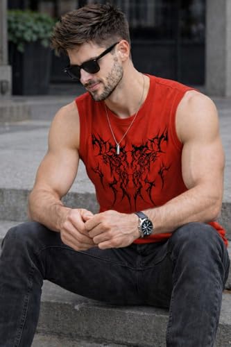 Image of JUGULAR Tank Tops Sleeveless T-Shirt for Men Gym Wear Vest Printed Stylish Round Neck Running for Sports Workout Fitness & Casual or Beach Wear