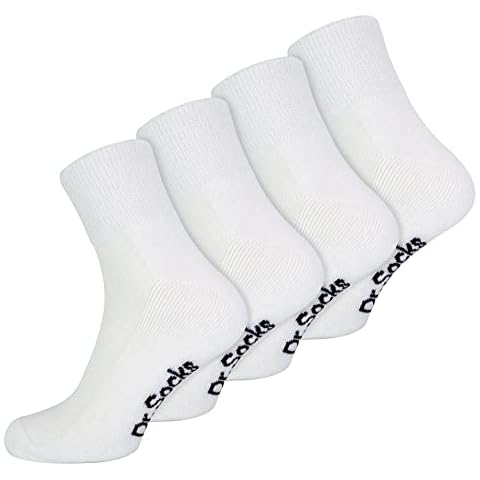 Dr.Socks Mens Bamboo Diabetic Ankle Socks Extra Wide Trainer Socks in Black & White (9-11, White) Cover
