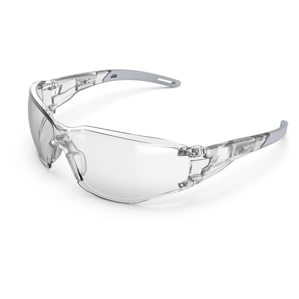 WOOLIKE Safety Glasses Goggles Scratch Resistant With Clear Anti-Fog Lens And Adjustable Frames, Eye Protection For Men Women (Grey)