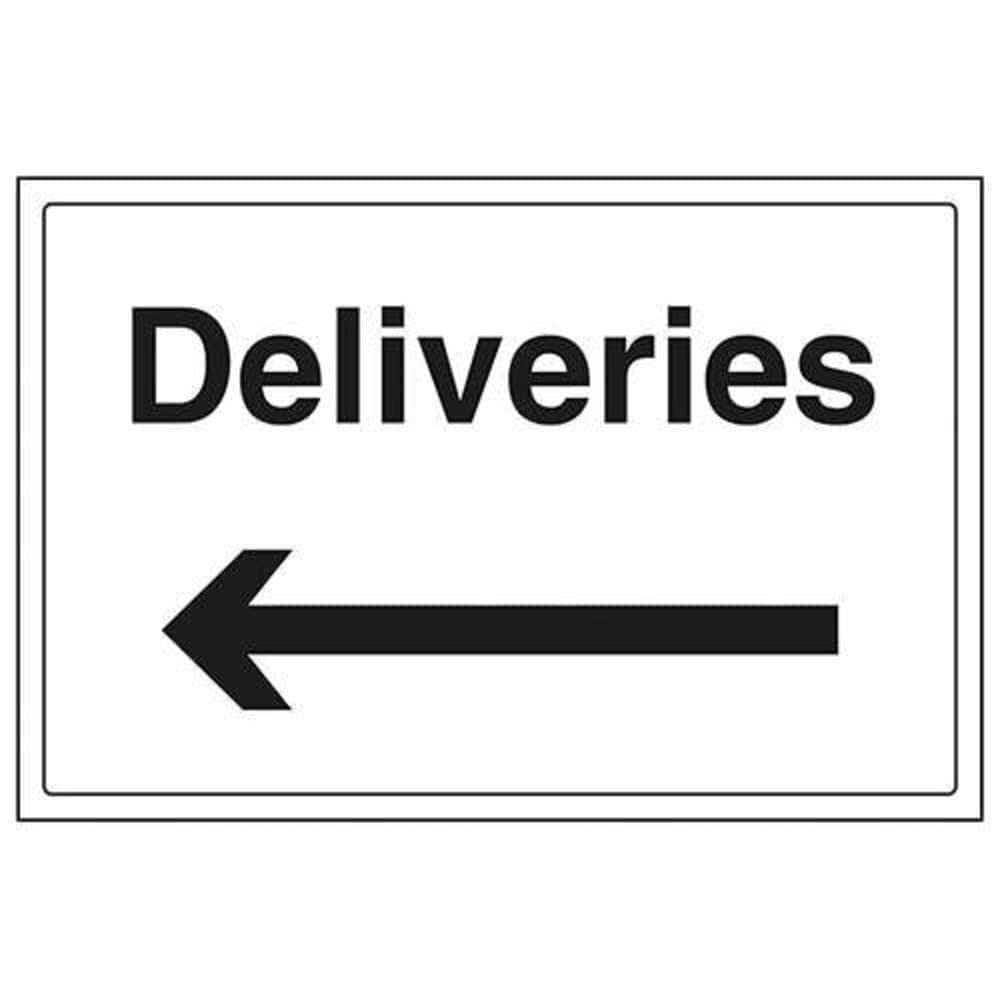 Vsafety Cartello Consegne Con Freccia A Destra – 300x200 Mm, Plastica Rigida, Nero, Per Esterno/Interno - 2