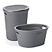 Tatay Baobab Cesto para la Ropa Sucia con Tapa, 40 l, plástico Polipropileno, Gris, 41 X 33 X 50 + Cesta para La Colada, PP BPA Free, Gris, 35