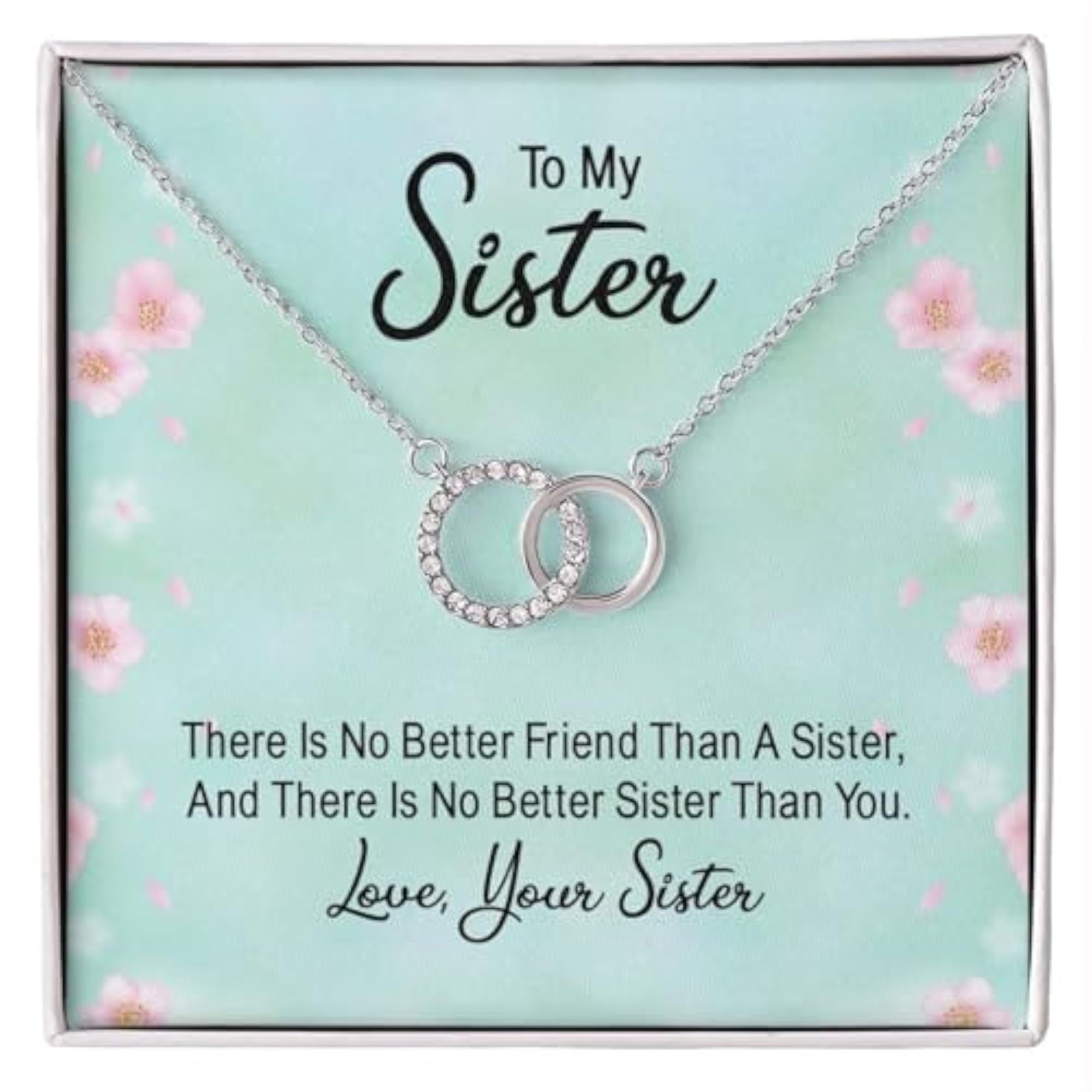 925 Sterling Silver Interlocking Silver Ring Necklace for Sister