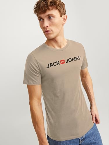 Jack & Jones Jjecorp Logo Tee SS Crew Neck Noos T-Shirt Herren Gr. M, Beige (Crockery) – Ansicht 2