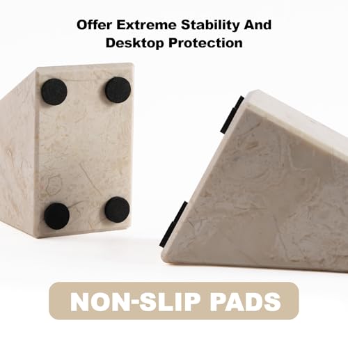 Karibiber Marble Book Ends Decorative, Unique Bookends For Shelves，Bookends To Hold Heavy Books, Durable Book Holder Stopper For Home Office Desk Bookshelf Decoration, Turkey Natural Marble thumb #2