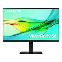 SAMSUNG 24" ViewFinity S6 (S60UD) Series QHD High Resolution Computer Monitor, 100Hz, HDR10, USB-C, Built-In LAN Port, Daisy Chain Support, Easy Setup, Height Adjustable Stand, LS24D606UANXZA, 2024
