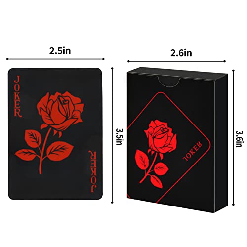 Joyoldelf Black Playing Cards with Rose Pattern, 2pcs Deck of Cards, PVC Plastic & Waterproof Playing Cards, Cool Card Decks Suitable for Family or Friend Card Games, Party, Magic, Trick Tool - Thumbnail 7