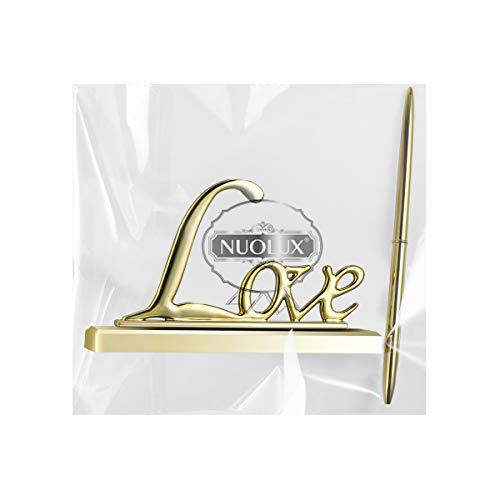 Nuolux Signing Pen With Metal Love Holder For Wedding Color Gold Total Length 17Cm #TOP6