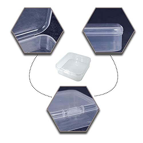 Image of 12 Pack Mini Beads Plastic Storage Container Box Case with Flip-Up Lid Small Clear Square Box for Collecting Small Items Jewelry Crafts Game Pieces(2.2 * 2.2 * 0.8in)