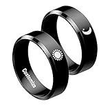 Sun and Moon Rings Matching Rings for Couples Personalized Rings Promise Couple Ring Customized Engagement Wedding Ring Band Sets for Him and Her Stainless Steel High Polished Comfort Fit
