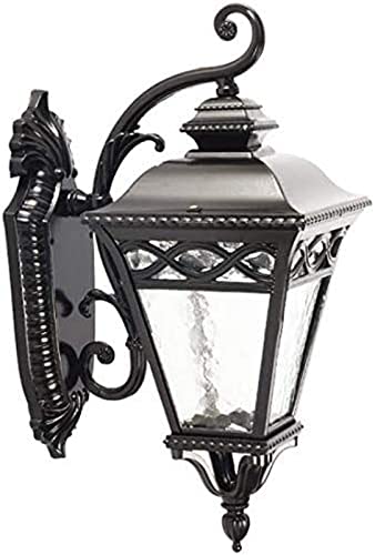 QYYZTQY Outdoor French Garden Wall Lantern Outdoor Fixtures Black 18' H with Clear Glass Waterproof Black Wall Lamp for House Porch Patio Deck Garage