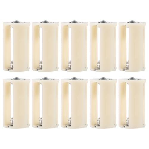 10Pcs 3 AA to D Size Cell Parallel Battery Conversion Adapter Holder Switcher 1.5V Output Battery Convertor Cases Box (White)