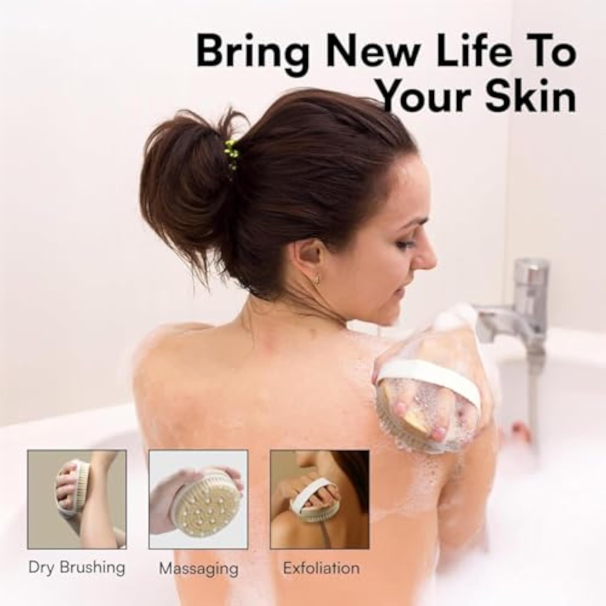 Natural Bristle Body Brush for Dry Skin Exfoliation