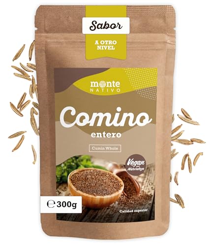 Monte Nativo - Semillas de comino entero (300 g), semillas de comino, ideales para infusión, secado natural, aromáticas, ideales para cocinar, aroma y sabor intensos