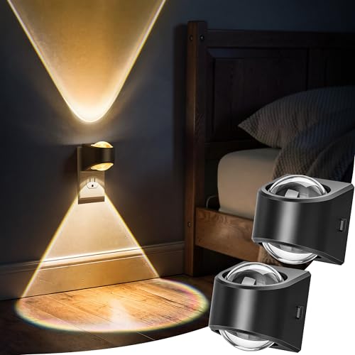 Image of Briignite Projector Night Light, Night Lights Plug into Wall, Soft White for Bedroom, Dimmable Brightness Dusk to Dawn Nightlight for Kids, Nursery, Bathroom, Home Decor, Gaming Room, 2 Pack