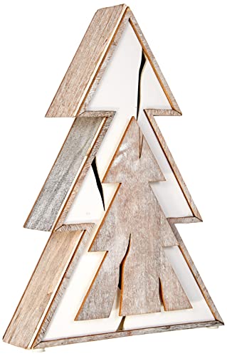 Sapin lumineux aspect écorce en relief avec éclairage LED doux intégré