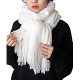 [ウィゴー] 男女兼用 大判 マフラー ストール チェック 無地 スクール 学生 中学生 高校生 大人 プレゼント ギフト クリスマス 定番 秋 冬 レディース メンズ F シャギー ホワイト