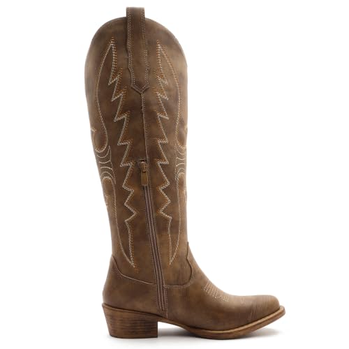 GLOBALWIN Women's Camel Knee High Cowboy Boots Size 6M - image 5