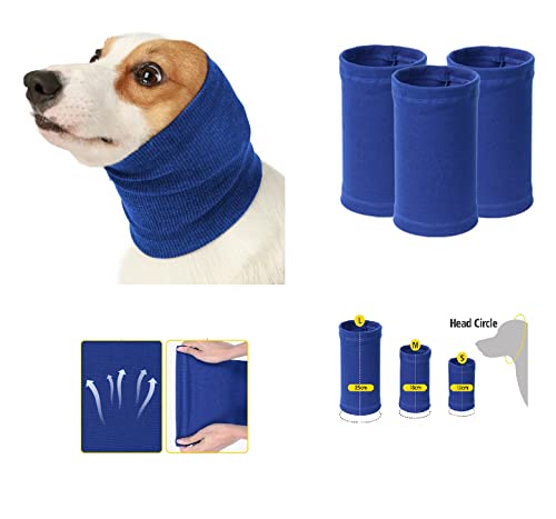 Image of Quiet Ears for Dogs Keep Calming Ear Hematoma Reusable, Anxiety Relief for Blow Drying, Grooming, Thunder & Fireworks Blue+Grey L