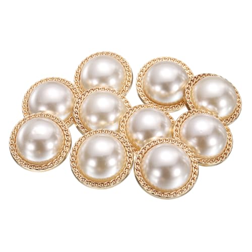 HARFINGTON 10pcs 40L Pearl Gold Metal Sewing Buttons 25mm 1"