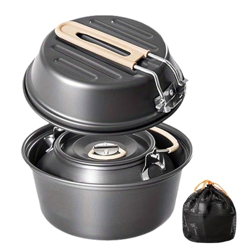 Juego de Cocina de Camping – Cocina al Aire Libre para Kit de freír con sartén, Utensilios de Cocina Ligeros para, Suministros, guisar, Barbacoa, Senderismo, mochileros, Supervivencia,