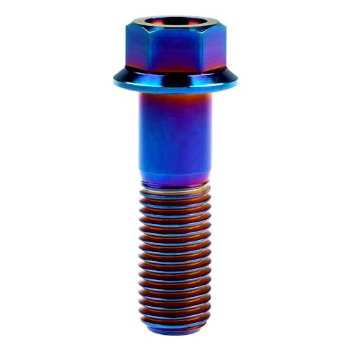 Image of Titanium Bolt Hex Small Flange Head M12x40mm Pitch 1.5, Burnt Blue | 30 35 40 45 50 55 60 65 70 75 80 85 90mm 1.25 /1.5mm Pitch Screws for Motorcycle Car Modification Pack of 4