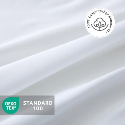 MILDLY Satin Bettwäsche 135x200 4 Teilig Baumwolle,Seidig Luxus,Weiß – Ansicht 4