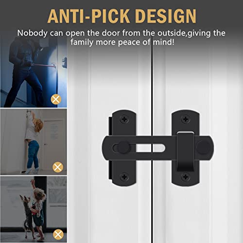 4 Pack Barn Door Latch, 3.93"X 2.75" Stainless Steel Black Sliding Barn Door Lock Flip Gate Latches Safety Bolt For Wooden Fence Door #TOP3