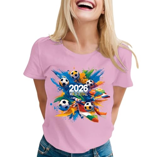 Genérico Camiseta EspañA Mujer Futbol,Camiseta De Manga Corta con Cuello Redondo Y Estampado GráFico