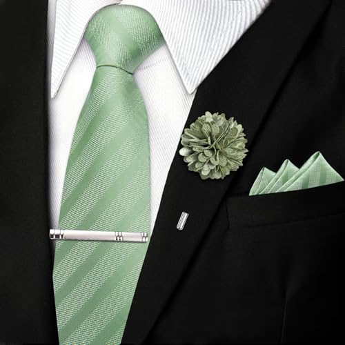 Image of DiBanGu Silk Pre-tied Ties for Men Formal Adjustable Necktie Set