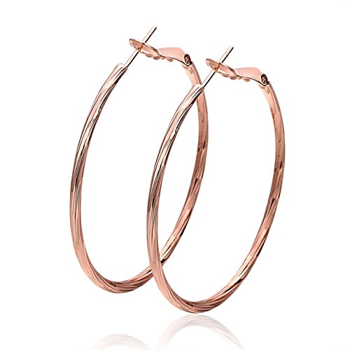 Preisvergleich Produktbild MesBijouxBracelets Ohrringe creolen Rosegold Gold Plattiert Vergoldet 18K Karate Modeschmuck von hoher Qualität Damen Pink wz-O0079