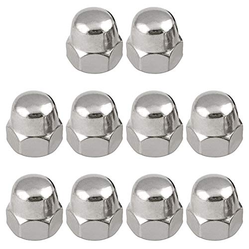 10 Pieces M6 Thread Dome Head Stainless Steel Acorn Hex Cap Nuts Stainless Steel Hex Acorn Cap Nuts for Screws Bolts, Silver