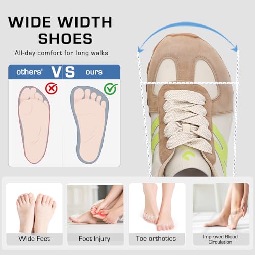 Image of somiliss Wide Toe Box Shoes for Women Non-Slip Walking Fashion Sneakers | Arch support, slip resistant, fashion, daily and casual, removable insole for easy washing, microfiber leather suede upper