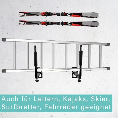 FISCHER Wandhalterung Dachbox, Halter aus Metall, mit Montagematerial, platzsparende Aufbewahrung für Garage und Keller, vielseitig verwendbar, max. Tragkraft 40 kg, schwarz