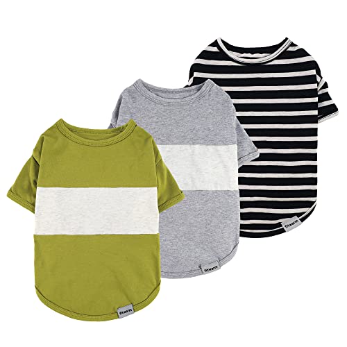 Fitwarm 3 Pack Color Block Striped Dog Shirt, Summer Dog Clothes for Small Dogs,...